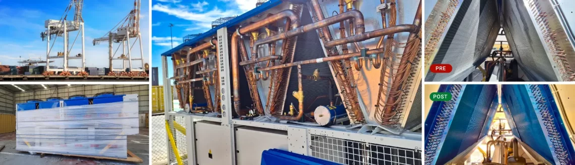 Clean-Air Coats BlueBox Chiller at Port of Brisbane
