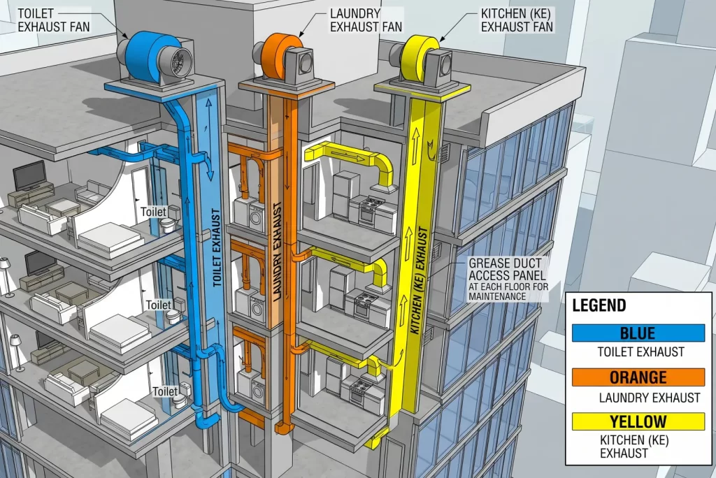 AI-Visualisation@1.5x highrise kitchen, bathroom and toilet exhaust illustrative visualisation