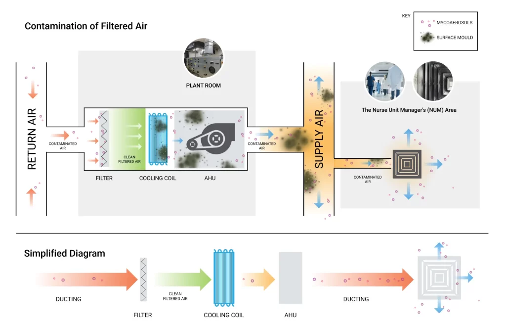 Contamiation of filtered air (HVAC)